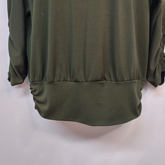Apt. 9 Women's Green Ruched Sleeve Top Blouse Size L - Picture 5 of 12